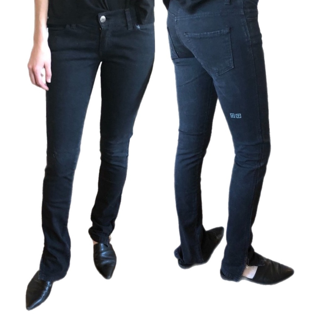 Vintage Y2K KSUBI / TSUBI Black Ankle Zipper Low Rise Skinny Jeans 25 / 26